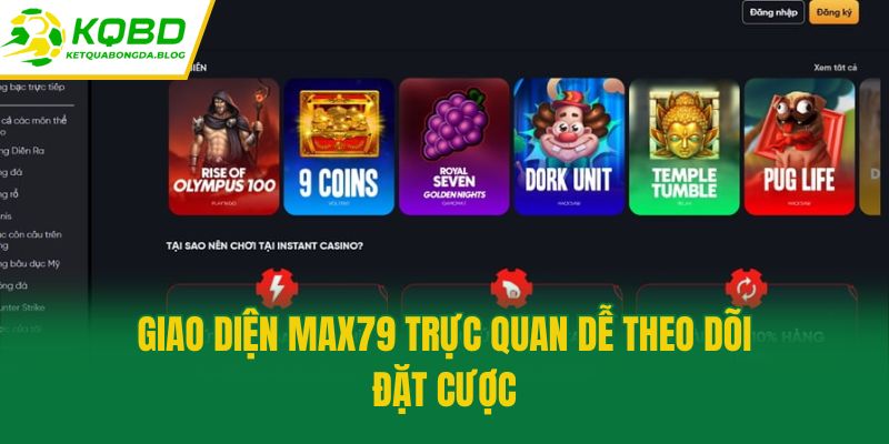 Giao diện Max79 trực quan dễ theo dõi đặt cược