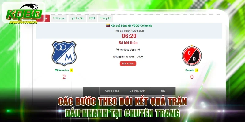 Các bước theo dõi kết quả trận đấu nhanh chóng tại chuyên trang